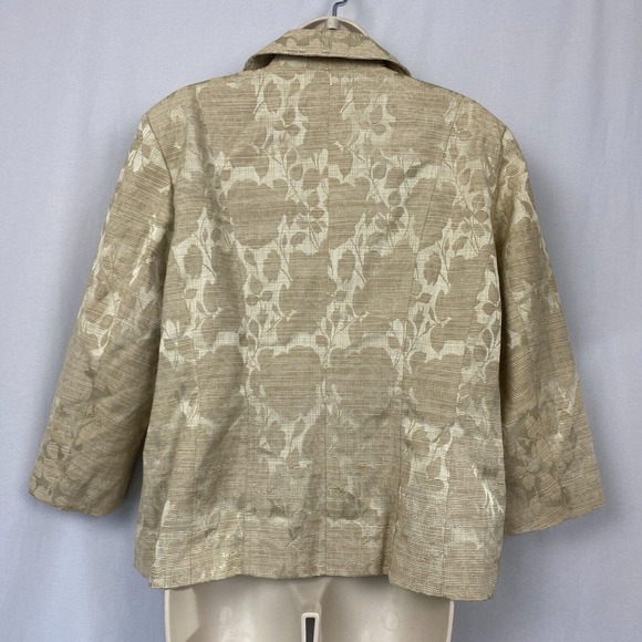 Chicos Blazer 2 Floral Jacquard Beige Lightweight Spring Summer Career Jacket - Picture 5 of 13